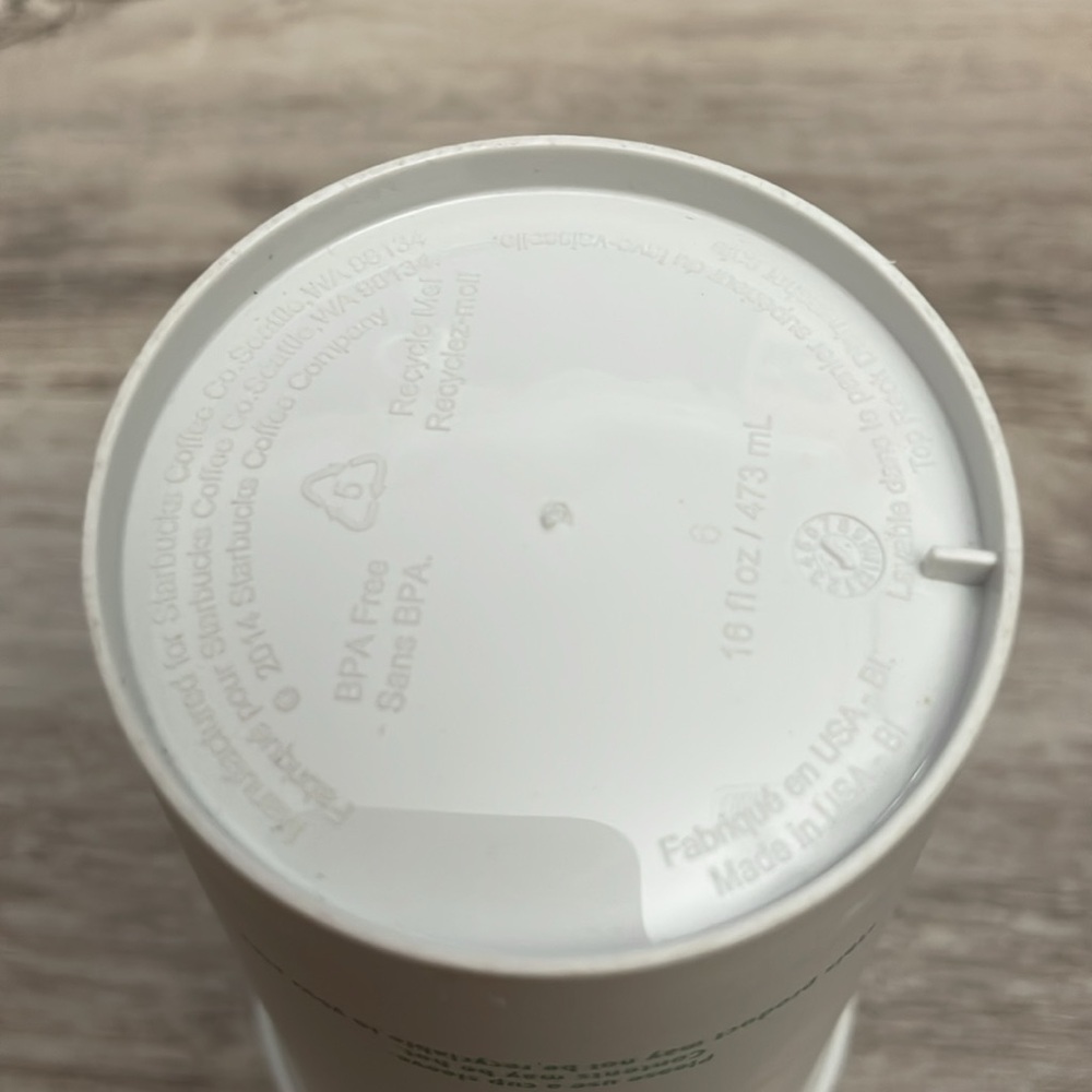2014 Starbucks White & Green Logo Reusable 16Oz Hot/Cold Plastic Tumbler, no Lid - Picture 6 of 6